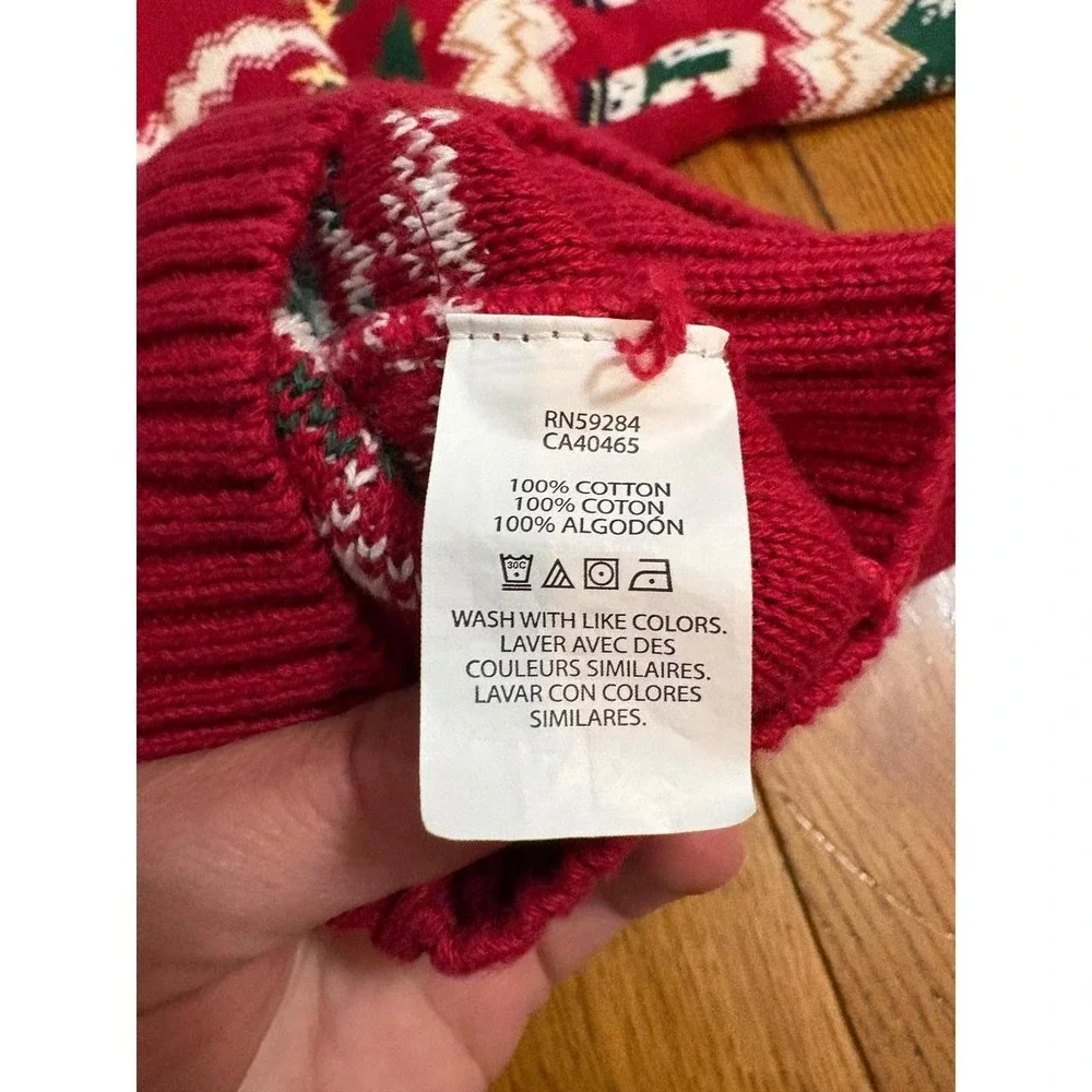 The Childrens Place Kids Red Fair Isle Snowman Christmas Quarter Zip Sweater 5T
